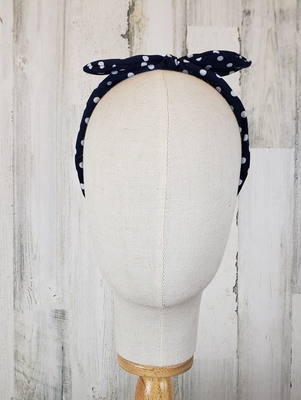 Navy Polka Dot Knot Headband